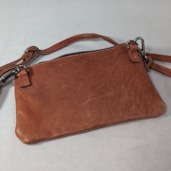 Maxon Collection Italy Leather Crossbody Burnt Orange Brown Adjustable Strap - Picture 12 of 13